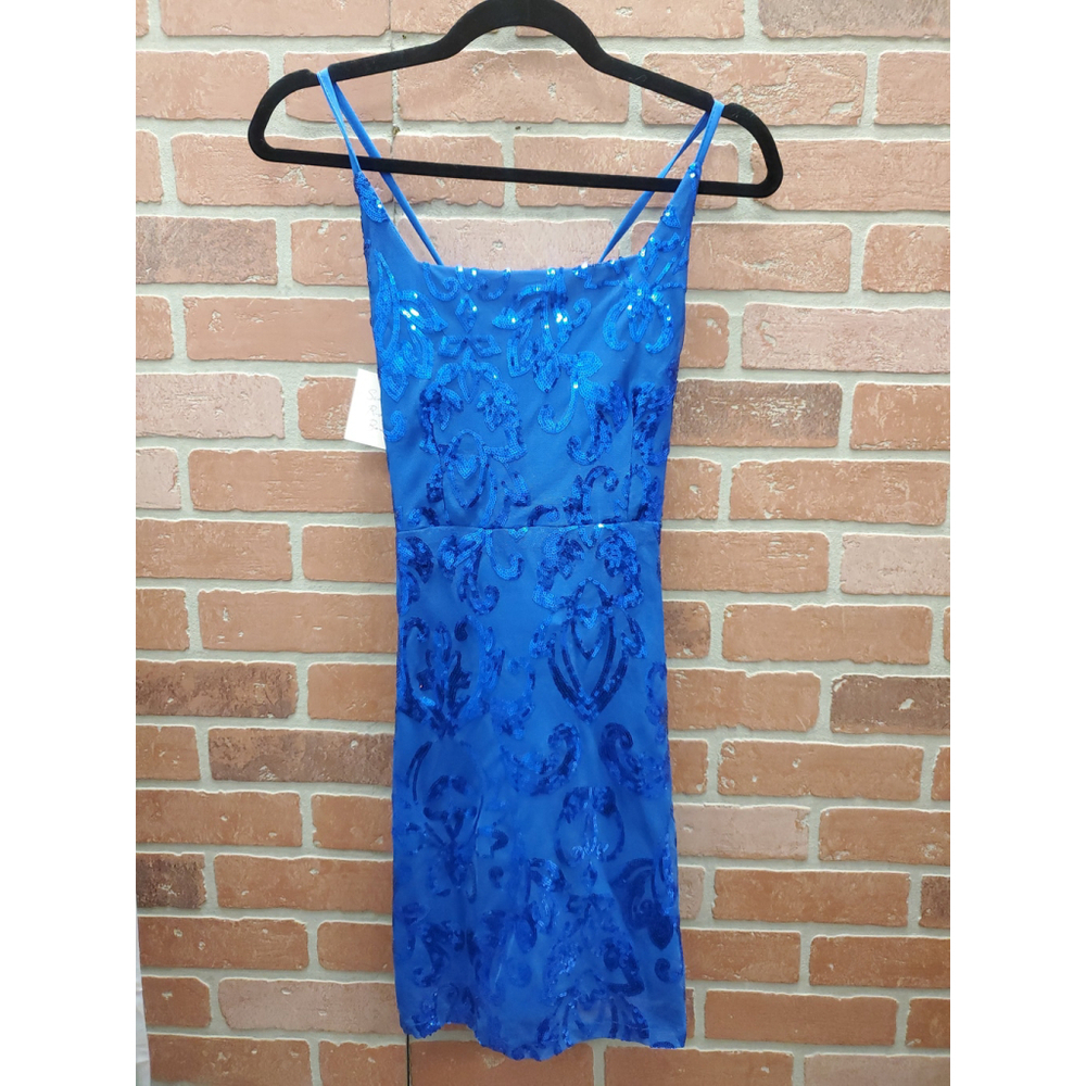 Blue Sequin Homecoming/Cocktail Dress. Size L. - Picture 2 of 6